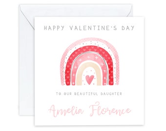 Personalised Daughter Valentine's Day Card, Rainbow Design