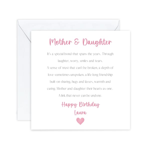 Personalised Daughter, Daughter Birthday Card, Special Daughter, Happy Birthday, Card For Her, Teenager, Daughter gift, Poem Keepsake