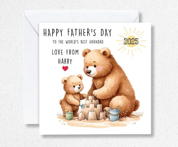 ONE6B　FATHER‘S DAY 2025LIMITED EDITION Personalized Father's Day Card, Daddy Grandad Bear, Handmade - Etsy