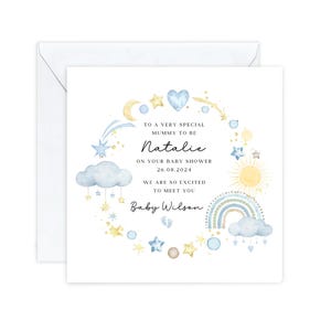 Carte personnalisée baby shower pour bébé garçon, cadeau baby shower, future maman, carte de naissance, carte de grossesse, carte de jeune maman