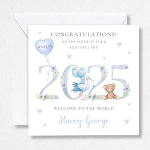 Welcome to the world Baby Boy card, New Baby Cards, Baby Son Grandson Baby Boys 2025 Newborn Mum Dad New Parents Congratulations Gift Nephew
