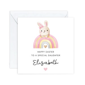 Carte de Pâques personnalisée pour petite-fille, nièce, arrière-petite-fille, jolies cartes de Pâques de lapin, pour petite fille, cadeau de Pâques pour enfants
