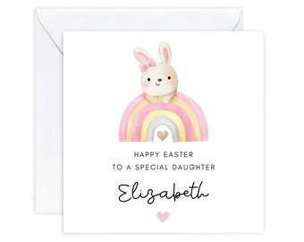 Personalised Easter Card for Granddaughter Daughter Niece Great Granddaughter, Cute Bunny Easter Cards, For Little Girl, Easter Gift Kids