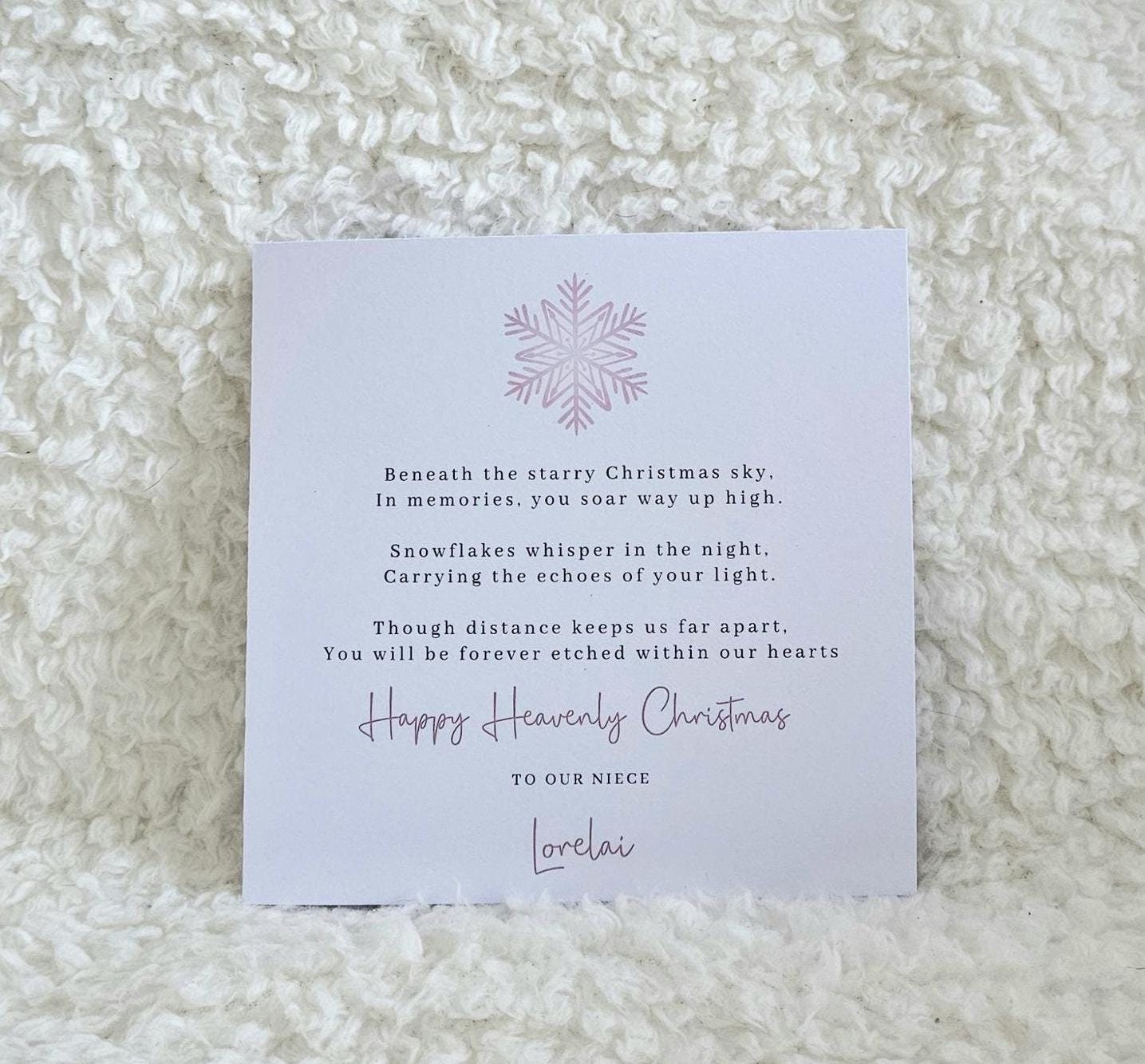 Personalised Heavenly Christmas card, Happy Heavenly Christmas, For Daughter, For Granddaughter, For Neice, Baby loss card, Angel Baby card.