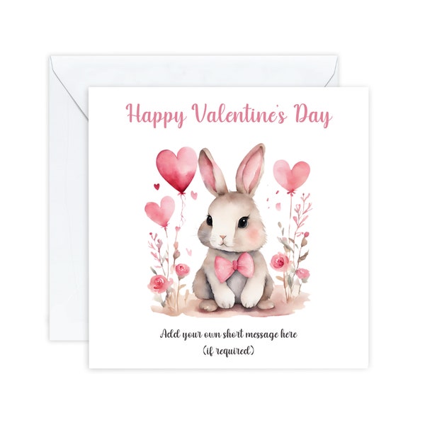 Personalised valentine's card for Daughter, valentine's Day card for Granddaughter, Bunny cute for kids, From Mummy Mum Grandma, daddy