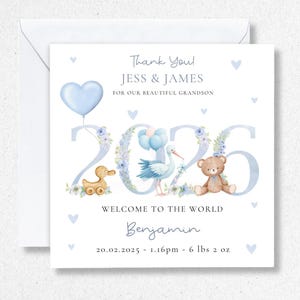 Thank You For Our My Grandson Card, New Grandparents Cards, New Baby Gift Baby Boy, New Grandson Card, Birth Of Grandson