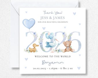 Thank You For Our My Grandson Card, New Grandparents Cards, New Baby Gift Baby Boy, New Grandson Card, Birth Of Grandson