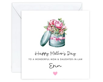 Personalised Mother's Day Card For Daughter In Law, Happy Mother's Day, Mom, Mommy, Mum ,Mummy, Ma, Cards For Mama