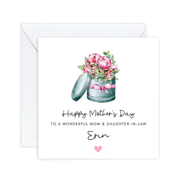 Personalised Mother's Day Card For Daughter In Law, Happy Mother's Day, Mom, Mommy, Mum ,Mummy, Ma, Cards For Mama