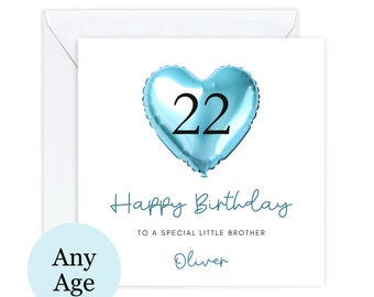 Personalised Brother Card, Little Brother Birthday Card Big Brother Happy Birthday, Age Card Gift For Him, Teenager, 16th, 18th, 21st, 30th,