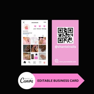 Instagram Business Cards, IG Influencer Cards, Small Business Digital Cards, Premade Business Card, DIY Canva Business Card Template Design