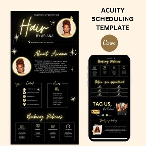 Hair Stylist Acuity Scheduling Template, Acuity Scheduling Template, Hair Stylist Website, Canva Template, Acuity Scheduling Booking Site