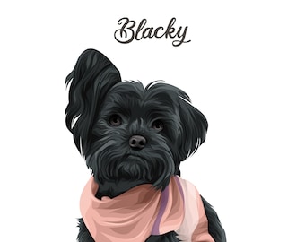 Custom vector cat & dog cartoon illustration from photo