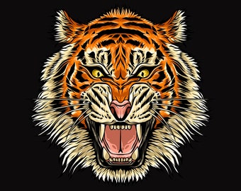 Tiger roar cartoon illustration