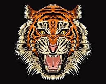 Tiger roar cartoon illustration