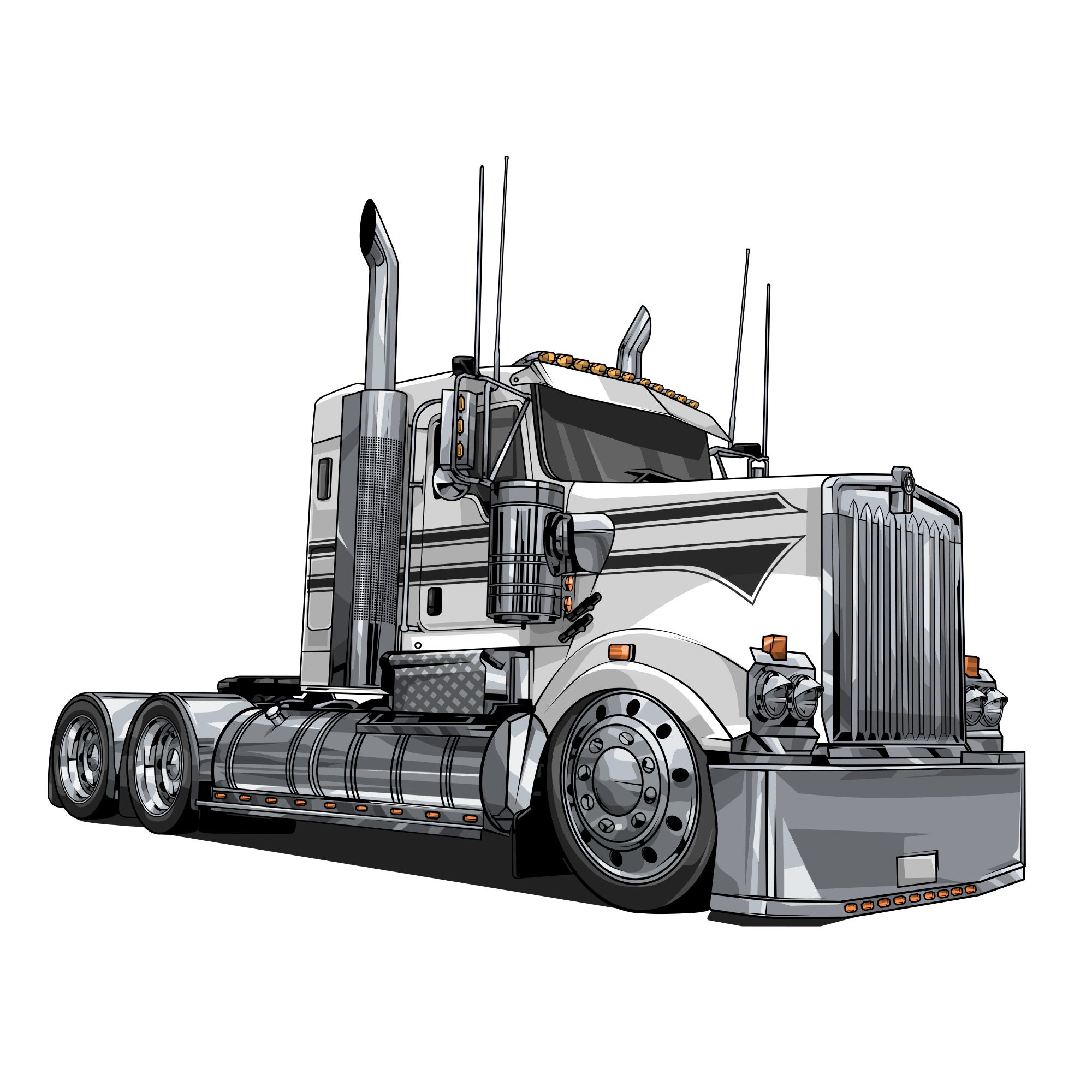 Custom Truck Trailer Illustration Portrait Etsy