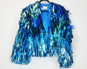 Blue & Glitter Ombre Tinsel Jacket