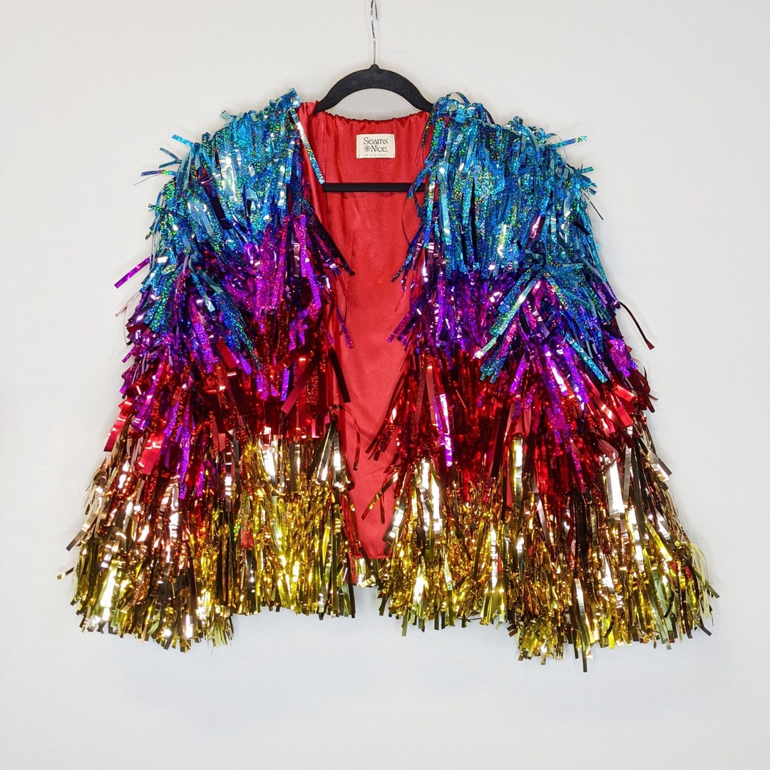 Rainbow Tinsel Jacket Etsy UK