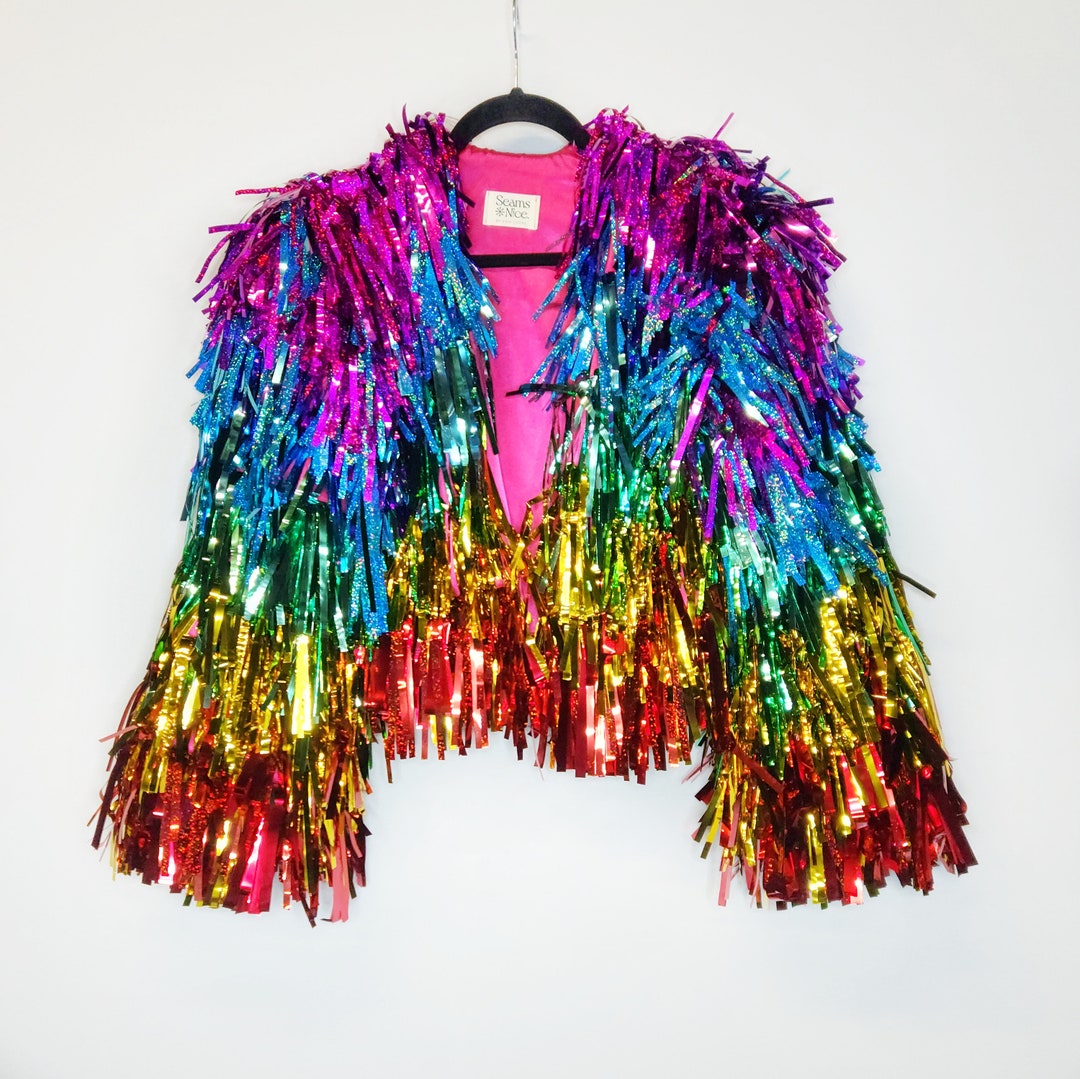 Rainbow & Glitter Tinsel Jacket Etsy