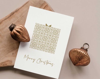 Gold Gift Christmas Card - Gold Geschenkt Weihnachtskarte - Pattern / Muster