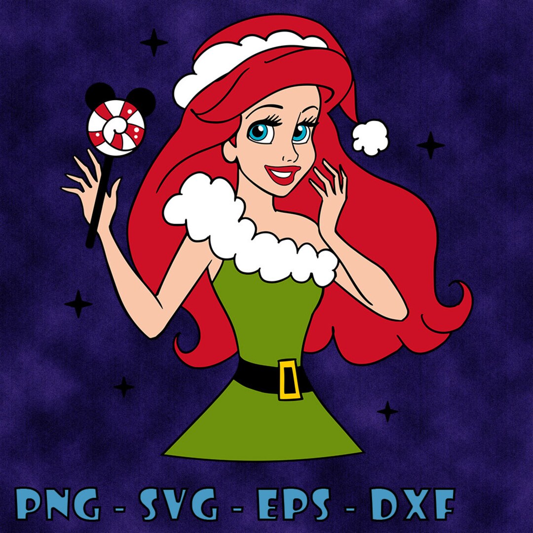 Princess Ariel Christmas Candy Girl SVG PNG Bundle Images Lot Etsy