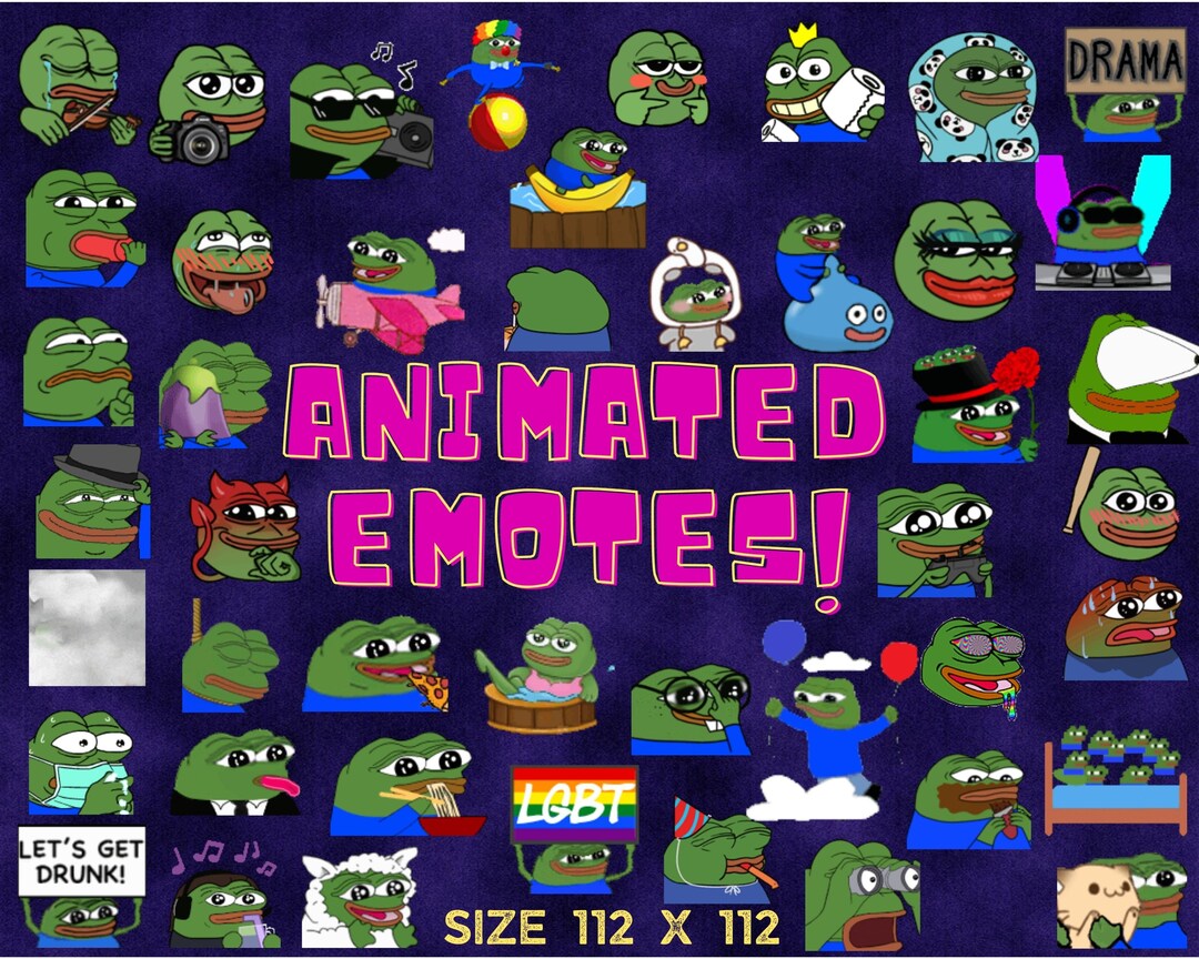45 ANIMATED PEPE Emotes Pack Twitch Emotes Discord Emotes Etsy Australia