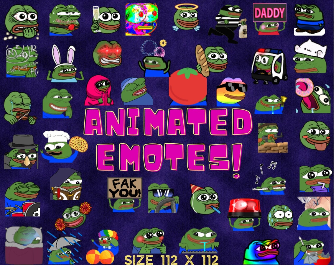 45 ANIMATED PEPE Emotes Pack Twitch Emotes Discord Emotes Etsy