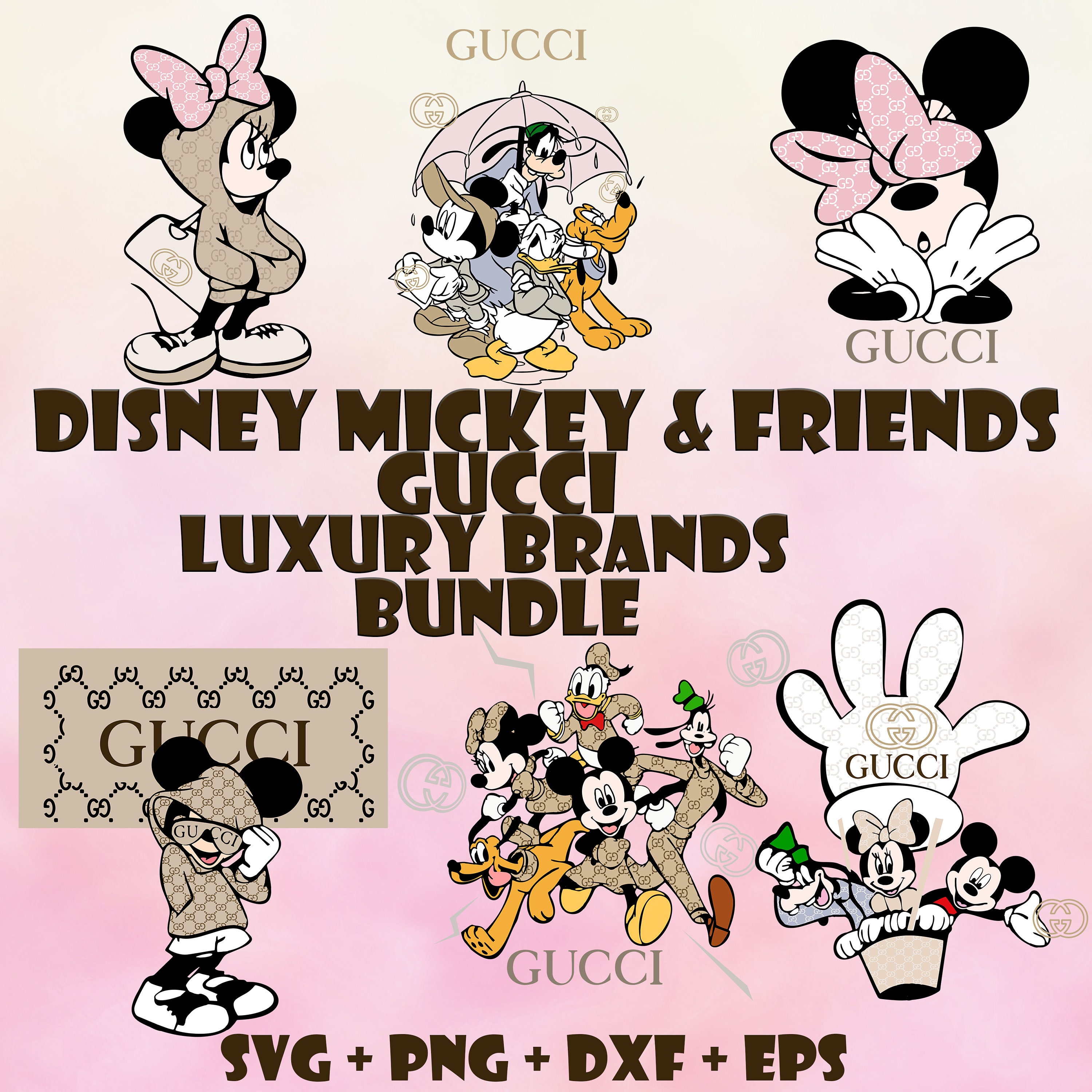 Bespoke Minnie Mouse ears created by Gucci, Louis Vuitton, Prada