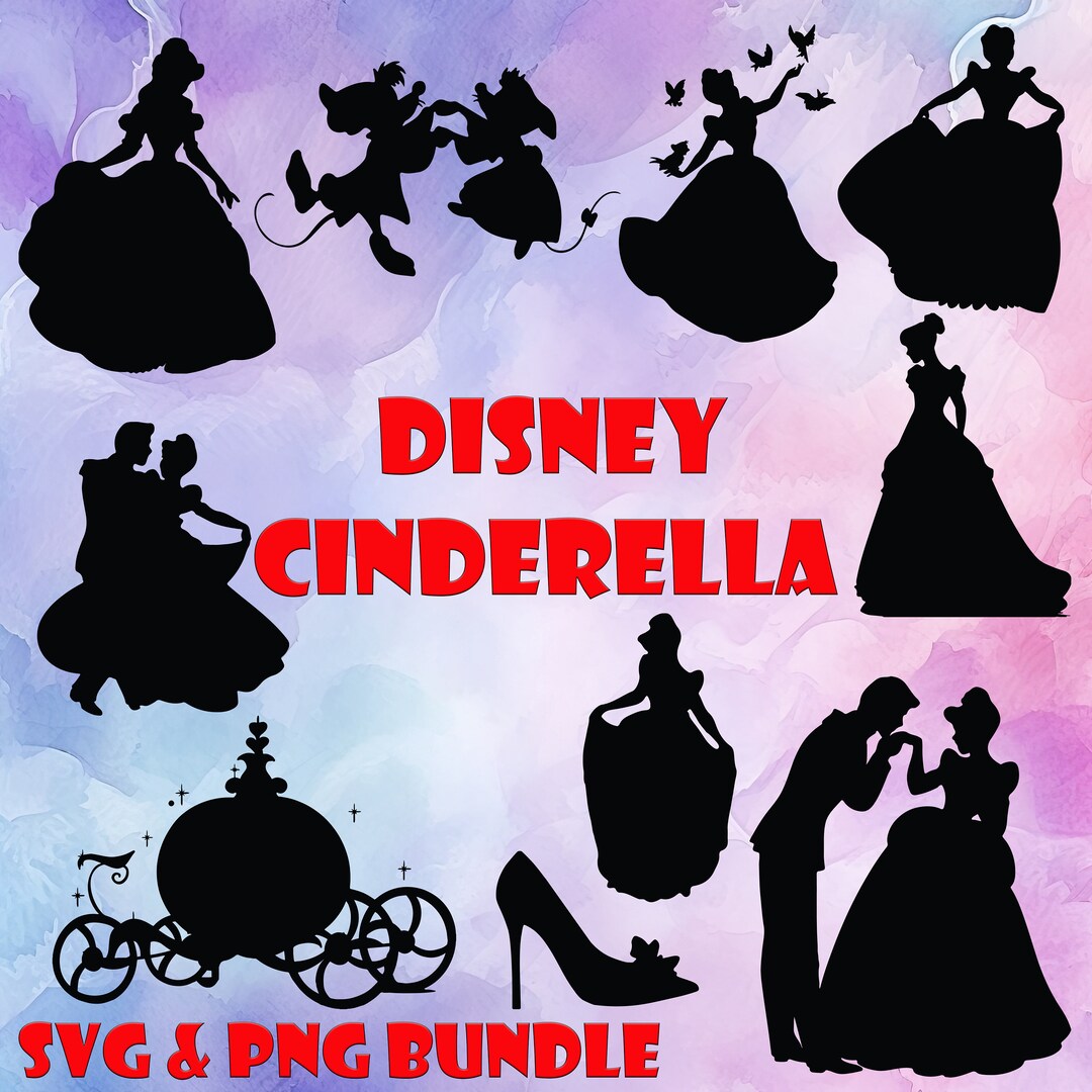 Cinderella Silhouettes SVG PNG Bundle Images Lot - Etsy