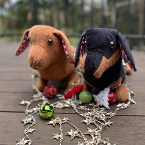 Dachshund, Sausage Dog soft toy digital sewing pattern, with optional pyjama pouch