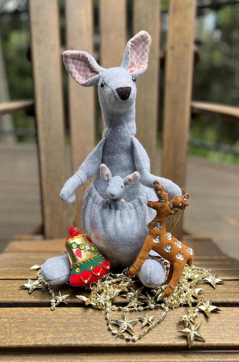 Kangaroo & Joey Sewing Pattern With Pouch, Size Medium, Stuffed Animal ...