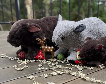 Wombat Stuffed Toy Sewing Pattern: Zippered Pouch Stuffie Large size (Digital pattern, Instant Download)