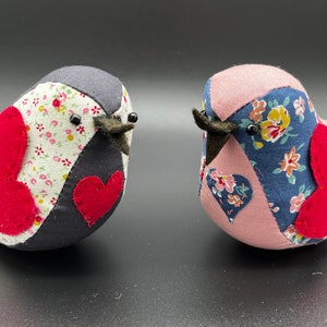 Love Bird Sewing Project: Fabric Scrap Stuffed Toy (Digital Pattern Instant Download)