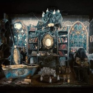 The house of sorceress - Gothic Book nook, Horror lantern, Horror Diorama, Gothic House, Diorama, Goth, Horror House, Gothic decor