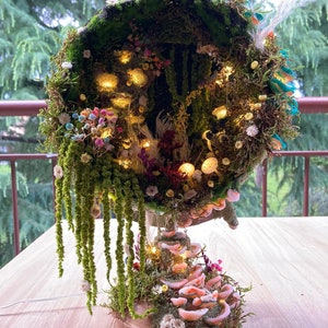 Turkey Feather Mushrooms Globe - Mushroom lamp, Mushroom decor, Fairy Lamp, Pilzlampe, Fairy House, Mushroom night light, Lamp Champignon