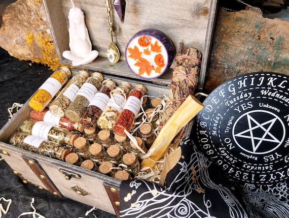  Apothecary Witchcraft Kit Glass Bottles Herbs Travel