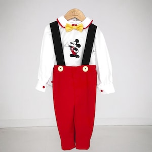 Personalized Mickey Mouse Baby Boy Outfit: Embroidered 1st Birthday Set