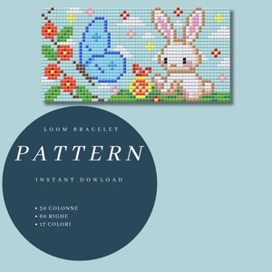 Digital drawing with Easter rabbit, pattern with beads for Easter holidays, model to hang or bracelet to wear