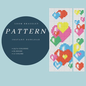 PDF pattern Digital download for double loom beaded bracelet, one larger and the other smaller, ideal for Valentine&#39;s Day