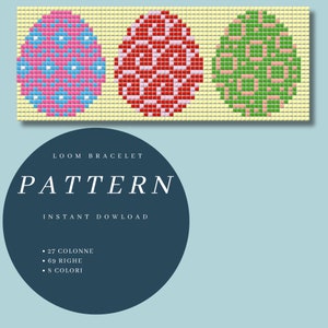 Bracelet with Easter eggs, bracelet pattern with loom beads for Easter, Happy Easter, Easter bracelet or insert with Miyuki beads