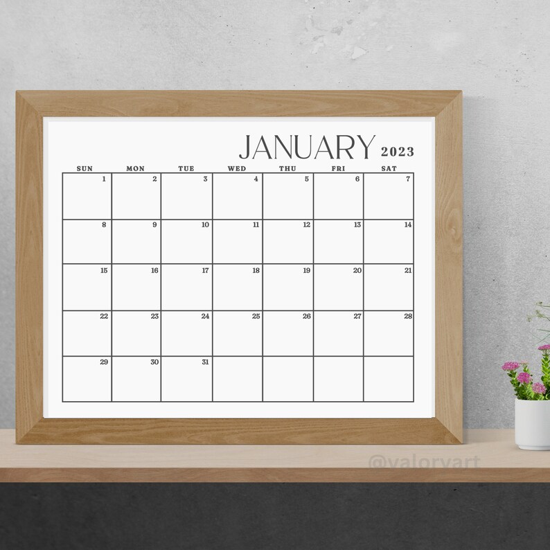 Pdf Plain Calendar 2023 Plain Monthly Calendar Month on - Etsy Australia
