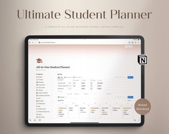 Student Planner | Notion Template | Ultimate Student Planner | Academic Planner | College Planner | Assignments Tracker | All In One Planner