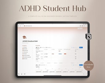 ADHD Student Planner | Notion Template | Student Hub | ADHD Digital Planner | Assignments Tracker | College Planner | Academic Planner