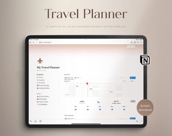 Travel Planner | Notion Template | Travel Journal | Trip Planner | Vacation Planner | Holiday Planner | Travel Journal | Notion Dashboard