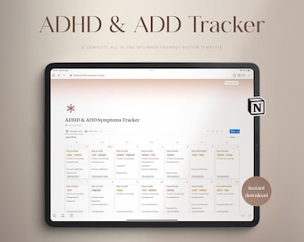 ADHD Tracker | Notion Template | Mental Health Tracker | Daily ADHD Tracker | adhd Symptom Tracker | Notion Symptom Tracker | ADD Tracker
