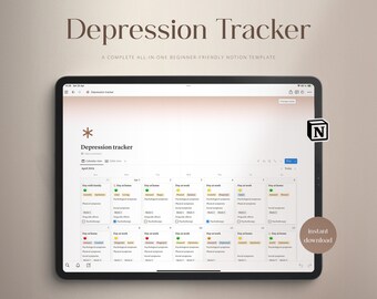 Depression Tracker | Notion Template | Mental Health Tracker | Daily Depression Tracker | Depression Symptom Tracker | Notion Tracker