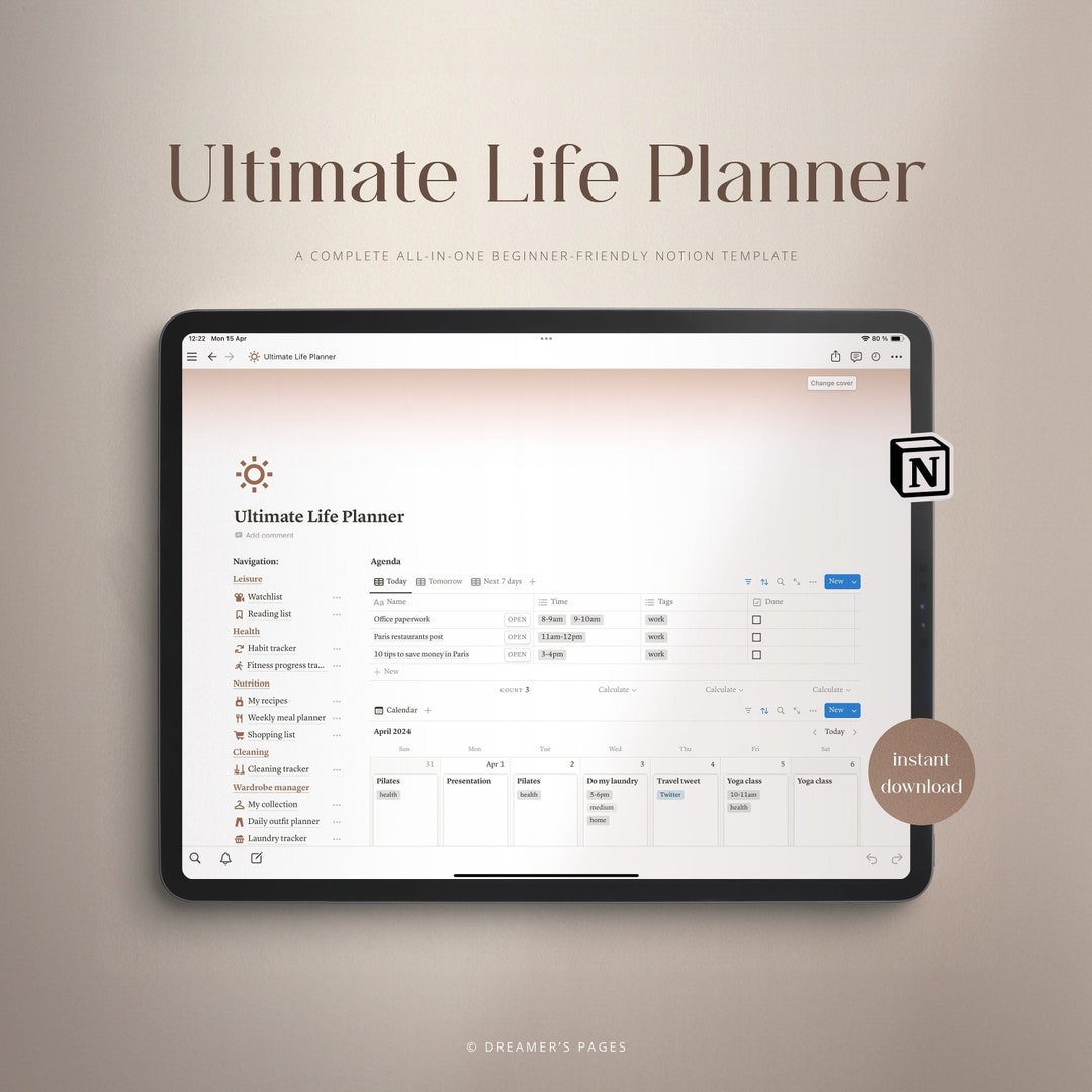 Ultimate Life Planner | Notion Template | All in One Life Planner ...
