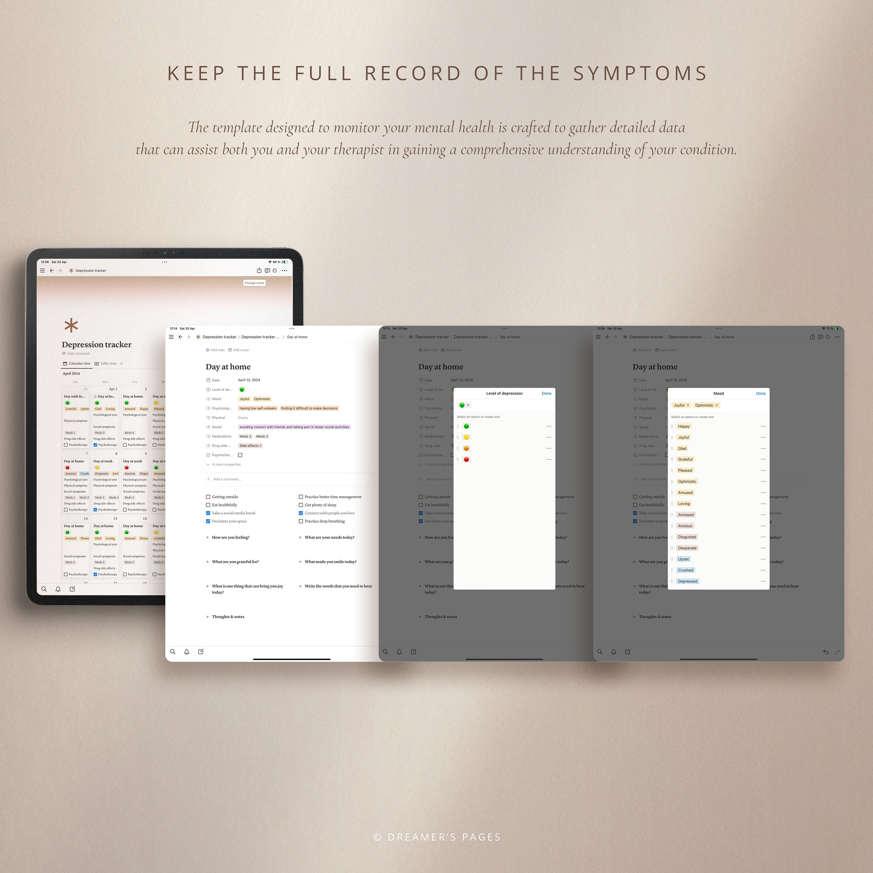 Depression Tracker Notion Template Mental Health Tracker Daily