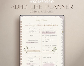 ADHD Digital Planner 2026, ADHD Planner Adult, Adhd Planner for iPad, Goodnotes Planner, Adhd Dated Planner, 2026 Planner, Digital Planner