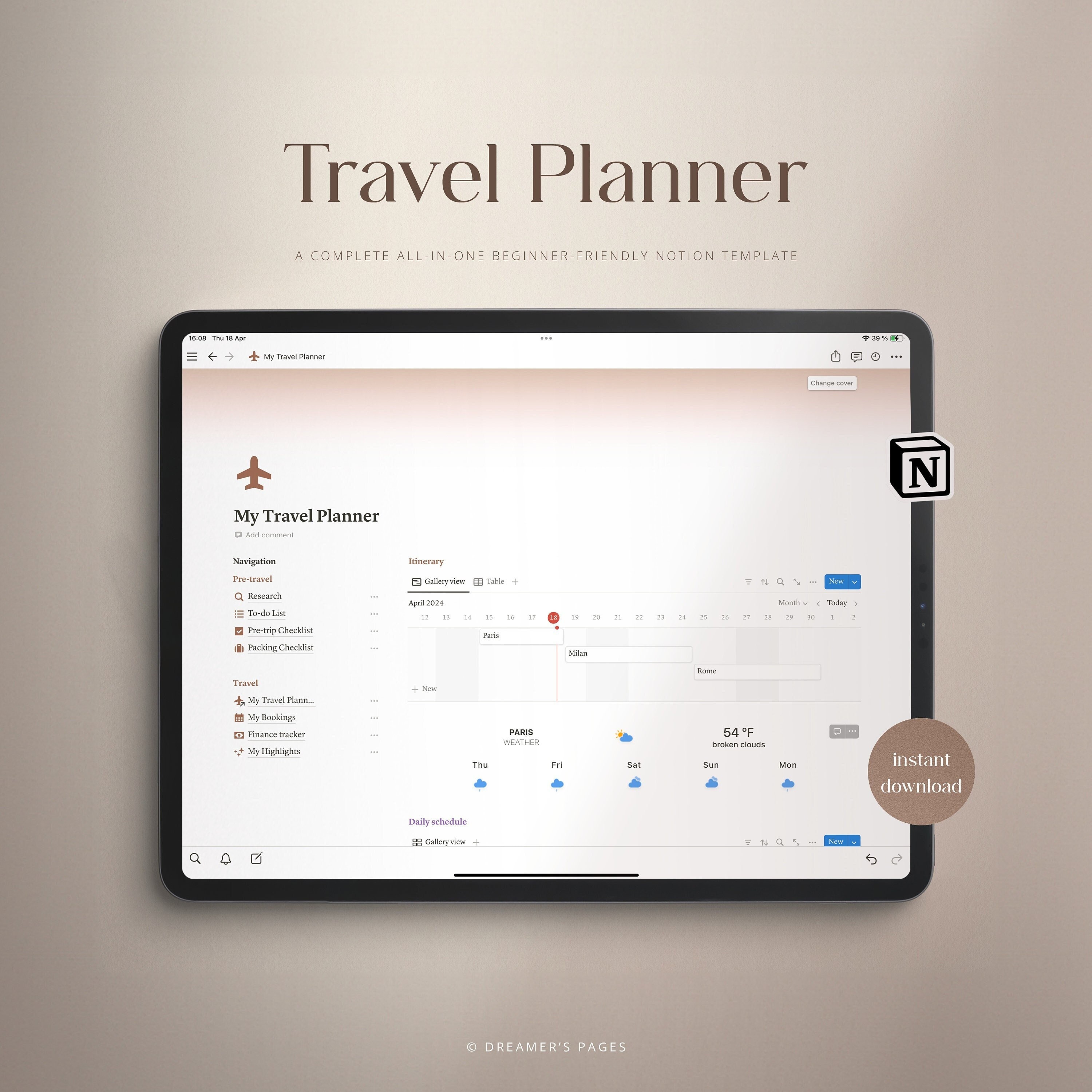 Travel Planner | Notion Template | Travel Journal | Trip Planner | Vacation Planner | Holiday ...